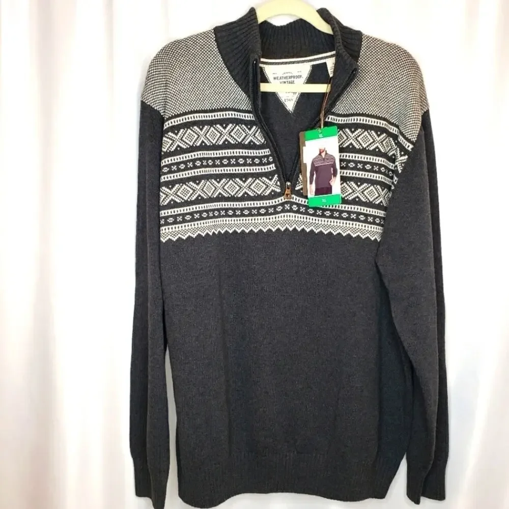 Weatherproof Mens 1/4 Zip 100% Cotton Vintage 1948 Sweater XL NEW